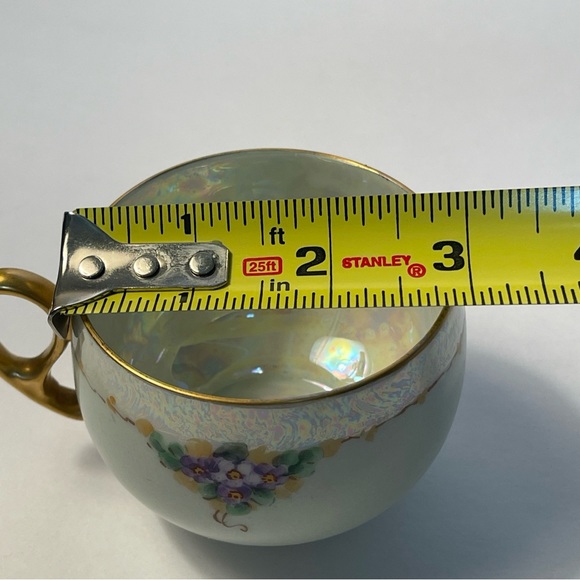 Antique Hermann Ohme Opalescent Hand Painted Violets Tea Cup Germany 1900 - Picture 11 of 11